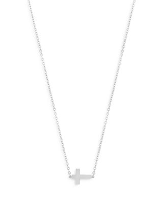 Bloomingdale's Fine Collection Small Cross Pendant Necklace in 14K White Gold, 18 - Exclusive