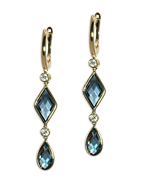 Bloomingdale's London Blue Topaz & Diamond Linear Drop Earrings In 14k Yellow Gold - 100% Exclusive In Blue/gold