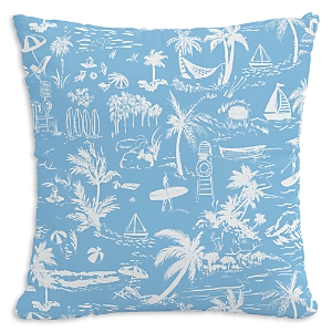 Shop Cloth & Company The Beach Toile Outdoor Pillow In Coral, 20 X 20 In Blue