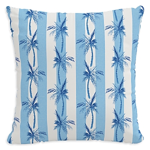 Cloth & Company The Cabana Stripe Palms Outdoor Pillow In Blue, 22 X 22