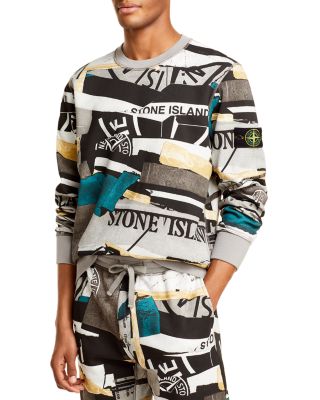 stone island cotton fleece crew neck sweatshirt