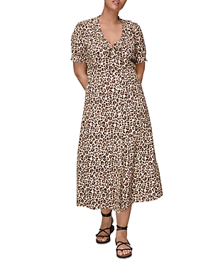 Shop Whistles Ada Animal Print Midi Dress In Leopard Print