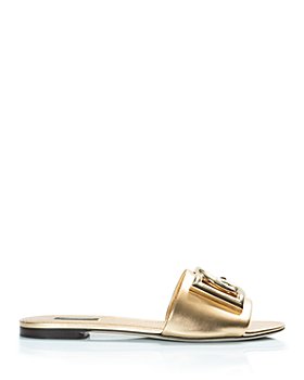 - Save 6% Womens Shoes Flats and flat shoes Flat sandals Metallic Dolce & Gabbana Leather Dg Slide Sandals in Gold 