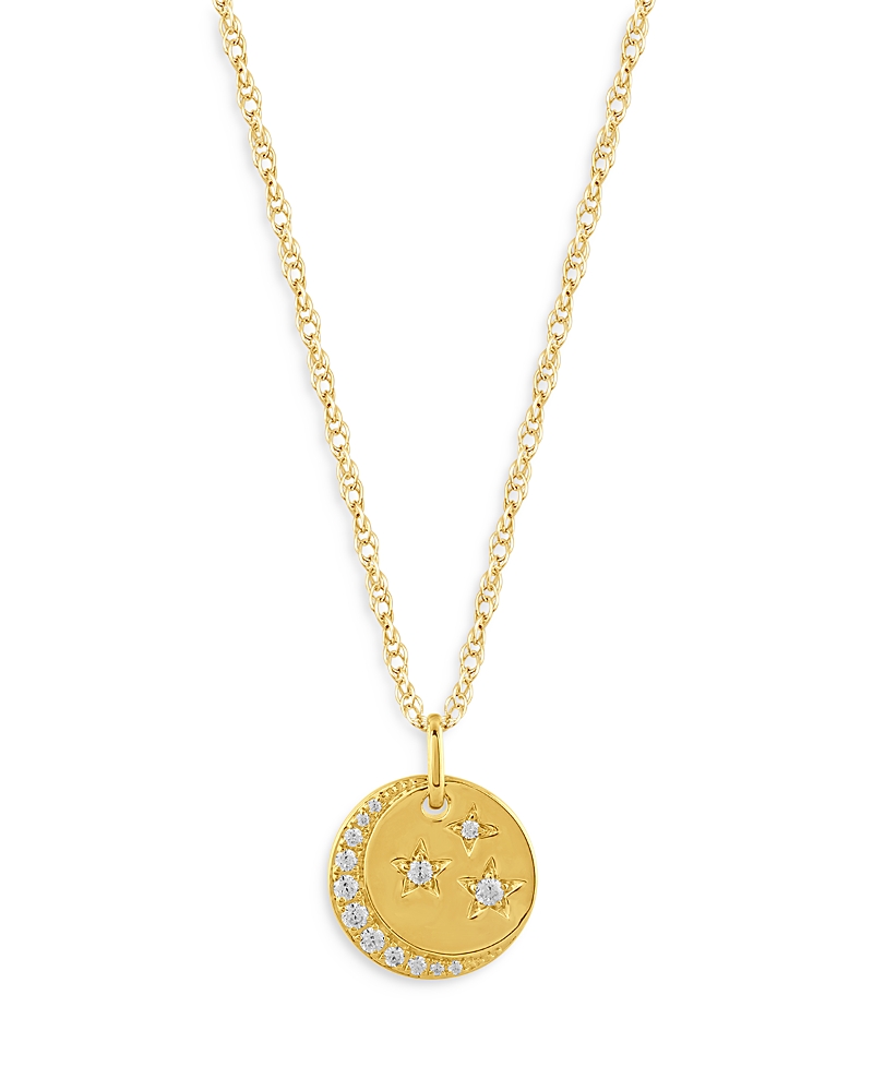 Bloomingdale's Fine Collection Diamond Celestrial Disc Pendant Necklace in 14K Yellow Gold, 0.15 tcw