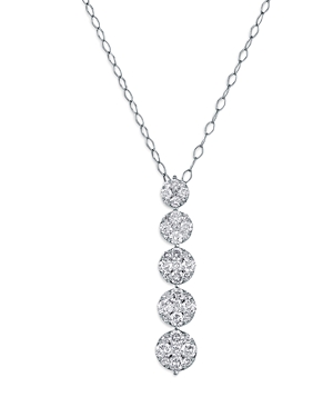 Bloomingdale's Diamond Cluster Linear Pendant Necklace in 14K White Gold, 1.0 ct. t.w. - 100% Exclus