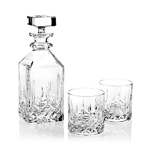 Shop Waterford Lismore 3-piece Connoisseur Square Decanter And Tumbler Set In Clear