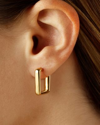 Small Square Hoop Earrings in 14K Yellow Gold 