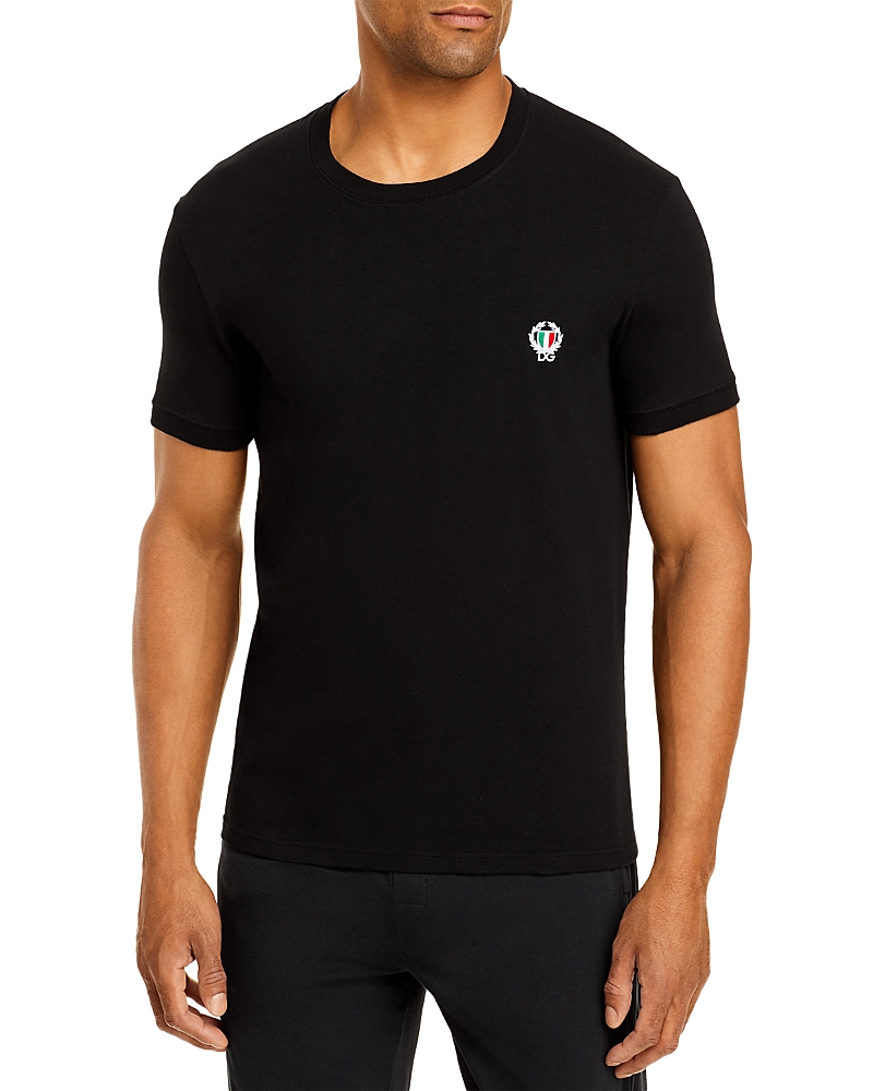 Dolce & Gabbana Dolce&gabbana Black Crewneck T Shirt With Logo Plaque In Black