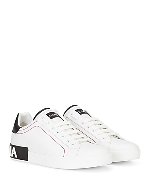 Shop Dolce & Gabbana Men's Portofino Lace Up Sneakers In White/black