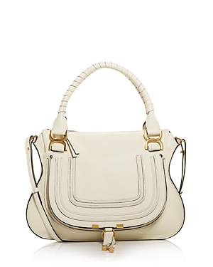 Chloé Medium Marcie Calfskin Leather Satchel In Natural White