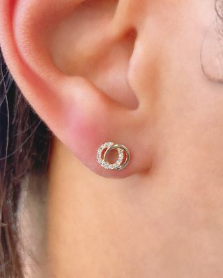 14K Yellow Gold Diamond Knot Stud Earrings - Exclusive