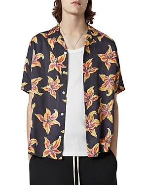 Allsaints Hibiscus Print Relaxed Fit Button Down Camp Shirt