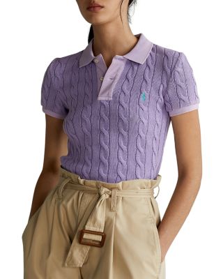 cable knit polo shirt womens