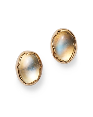 Annette Ferdinandsen Design 18k Yellow Gold Moonstone Egg Stud Earrings In White Multi