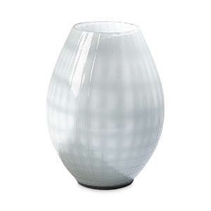 Global Views Horizontal Stripe Light Grey Vase, Small In Blue/gray