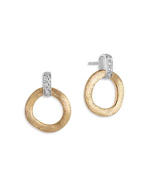 Shop Marco Bicego 18k White & Yellow Gold Jaipur Diamond Doorknocker Drop Earrings In Gold/white