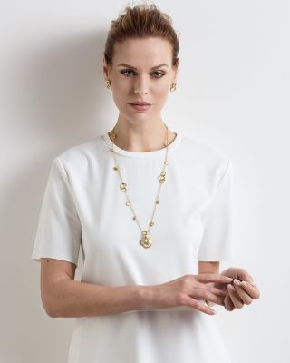 18K White & Yellow Gold Jaipur Diamond Disc Pendant