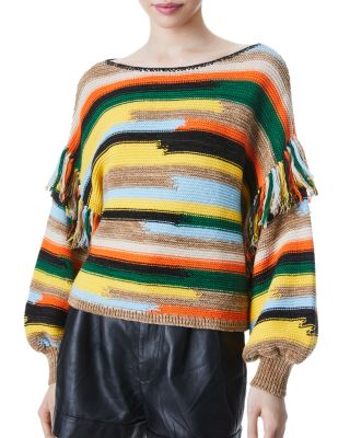 fringe sleeve sweater