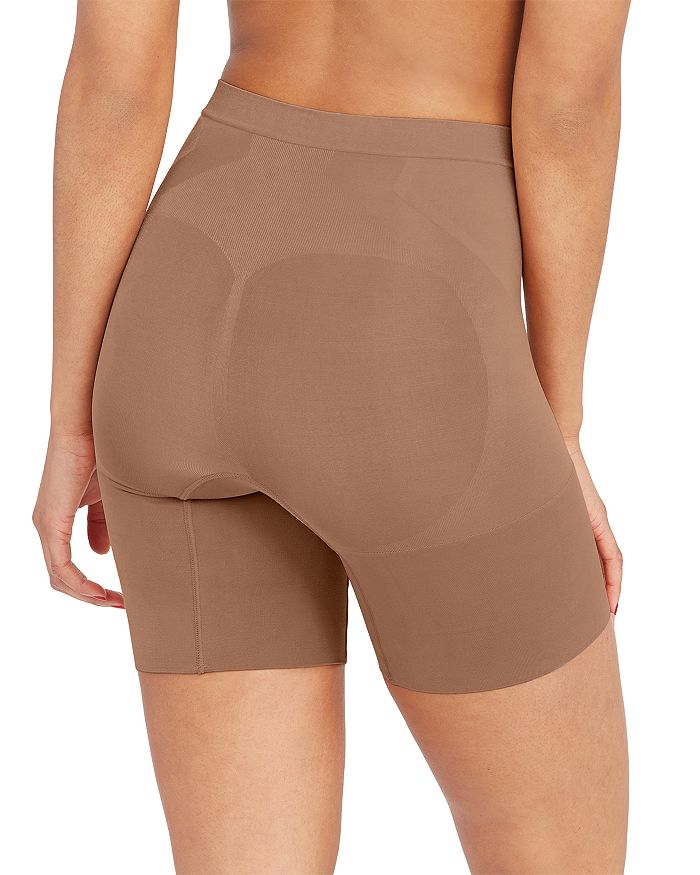 Shop Spanx Oncore Mid-thigh Shorts In Cafe Au Lait