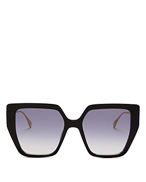 Fendi Women's Butterfly Gradient Sunglasses, 55mm In Shiny Black  / Gradient Smoke