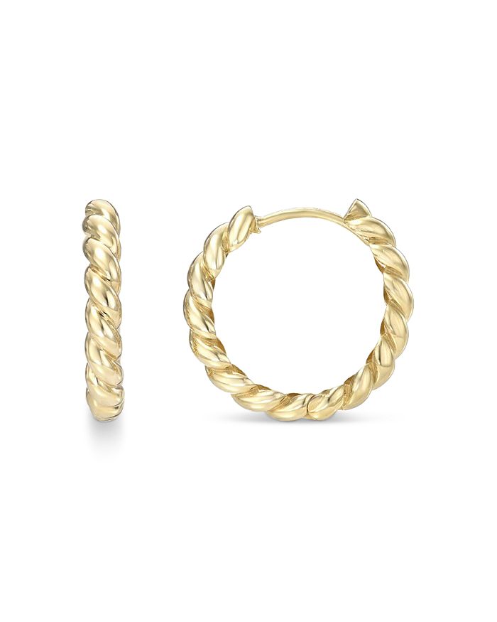 Zoe Lev 14K Yellow Gold Twisted Huggie Hoop Earrings | Bloomingdale's