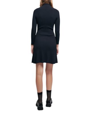open lace back dress Ribbed Knit Midi Dress with Buttons