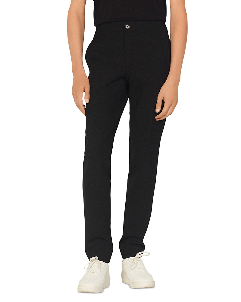 Sandro Elasticated Cotton Wide-leg Trousers In Black