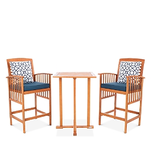 Safavieh Pate 3 Piece Outdoor Bistro Set With Accent Pillows In Navy