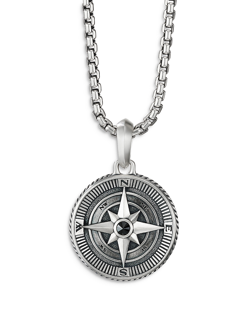 David Yurman Men's Sterling Silver Maritime Compass Amulet with Black Diamond