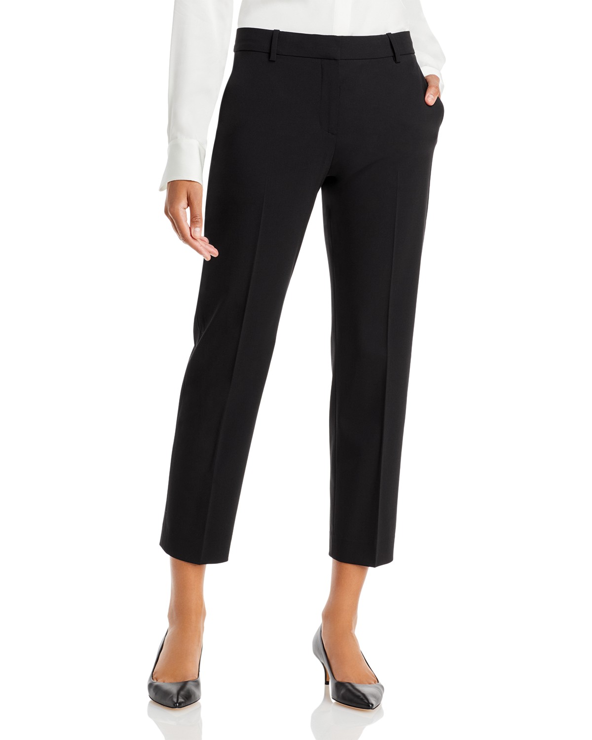 Theory Treeca Wool-Blend Cropped Pants in Black