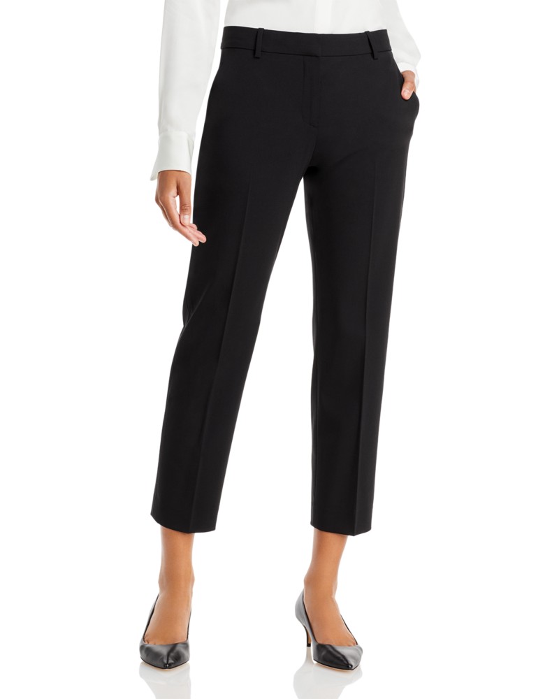 Theory Treeca Wool-Blend Cropped Pants in Black