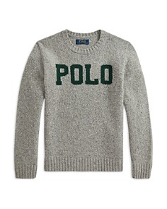 폴로 랄프로렌 Polo Ralph Lauren Boys Logo Sweater - Little Kid, Big Kid,Gray