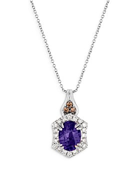 Bloomingdale's - Tanzanite, Champagne & Brown Diamond Halo Pendant Necklace in 14K White Gold, 20" - 100% Exclusive