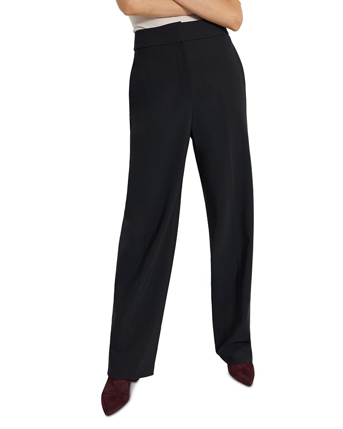 Buy Women's Solid Ponte Pants with Elasticised Waistband and Button Accents  Online
