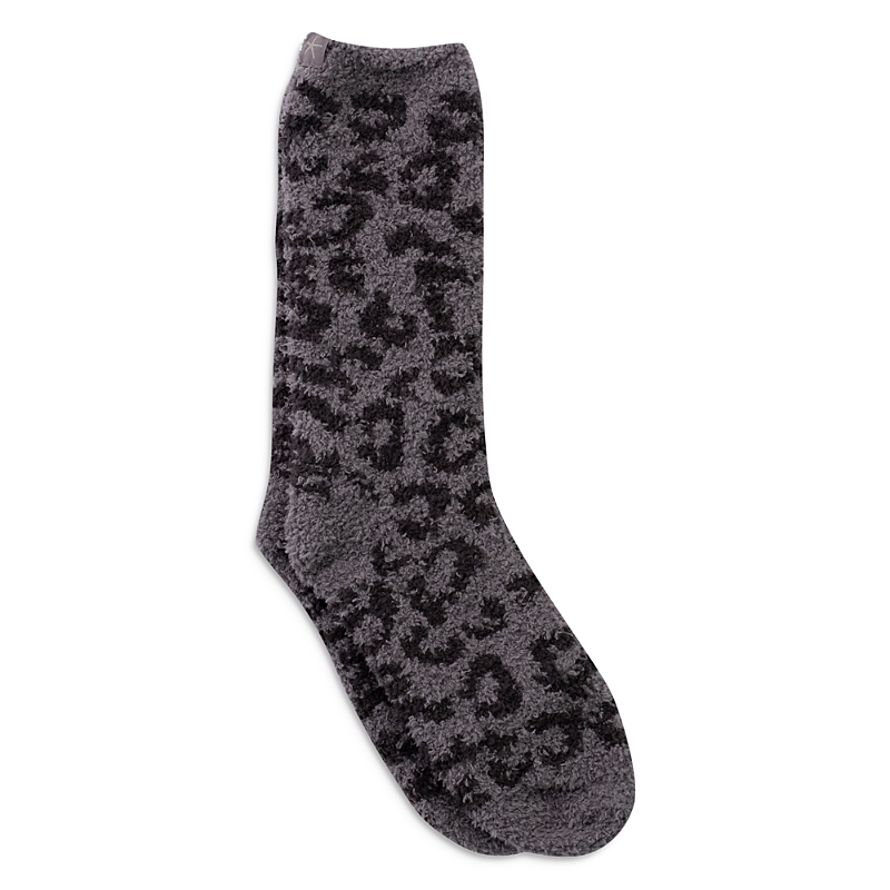 Barefoot Dreams Cozychic Leopard Socks In Graphite/carbon
