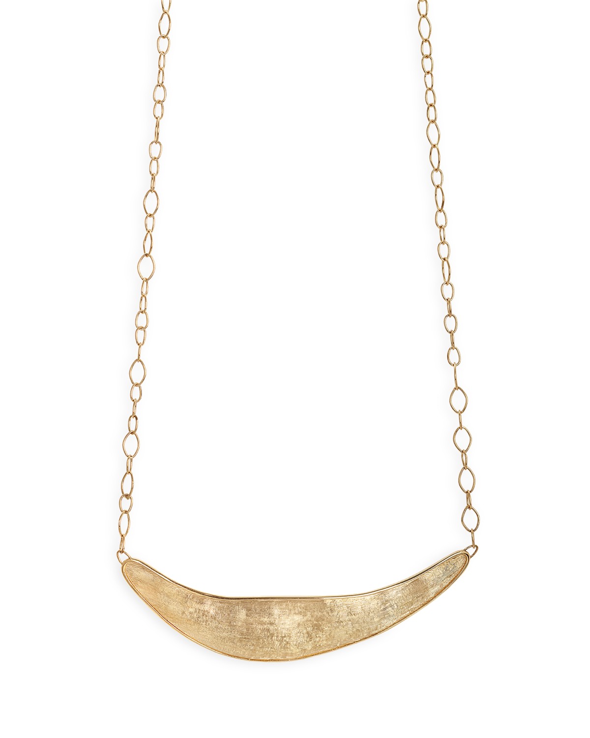 18K Yellow Gold Lunaria Hammered Crescent Collar Necklace, 16.5"