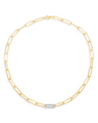 Diamond Paperclip Necklace in 14K Yellow Gold, 0.70 tcw 