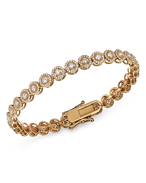 Bloomingdale's Diamond Halo Tennis Bracelet In 14k Yellow Gold, 4.0 Ct. T.w. - 100% Exclusive In White/gold