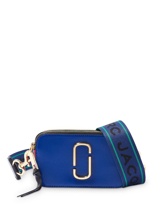 The Marc Jacobs Snapshot Leather Crossbody In New Academy Blue Multi/gold