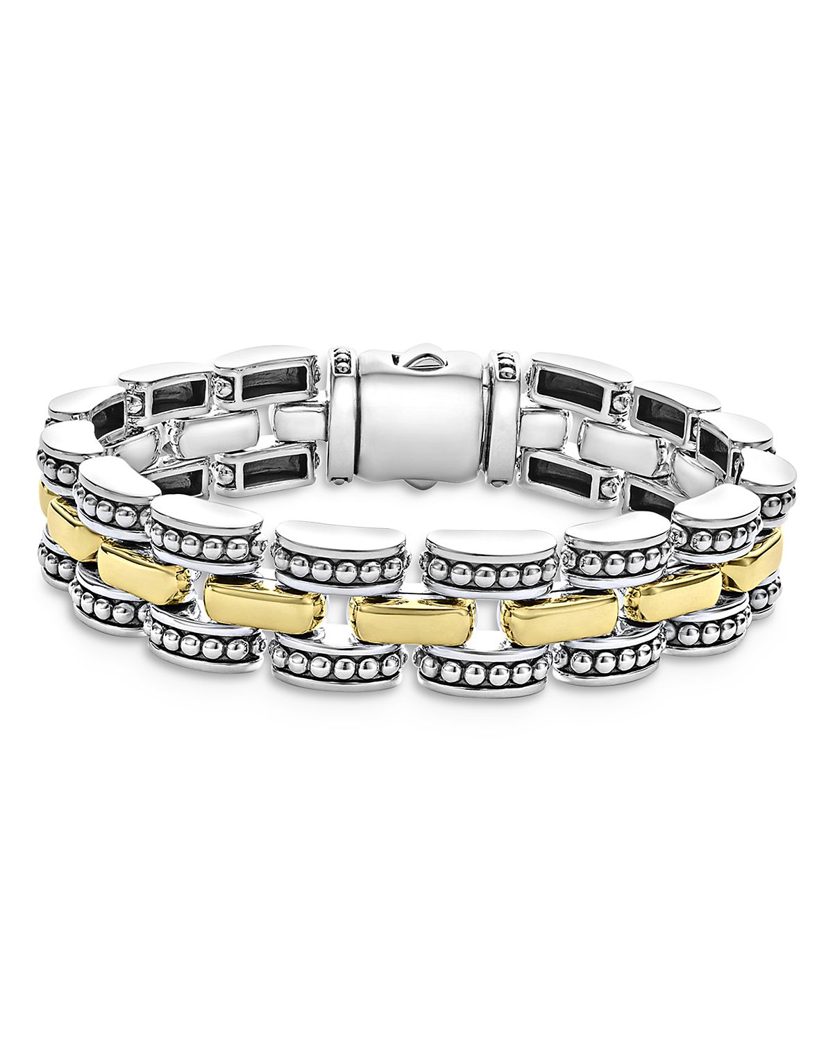 Lagos 18K Yellow Gold & Sterling Silver High Bar Link Bracelet