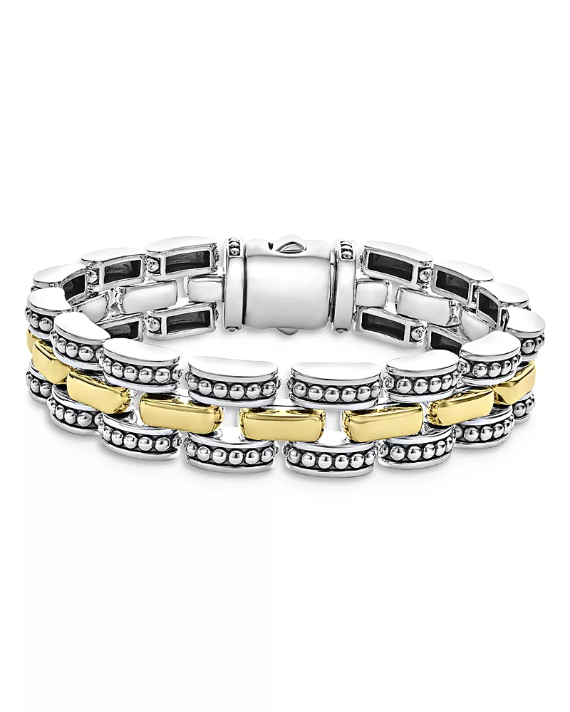 Lagos 18K Yellow Gold & Sterling Silver High Bar Link Bracelet
