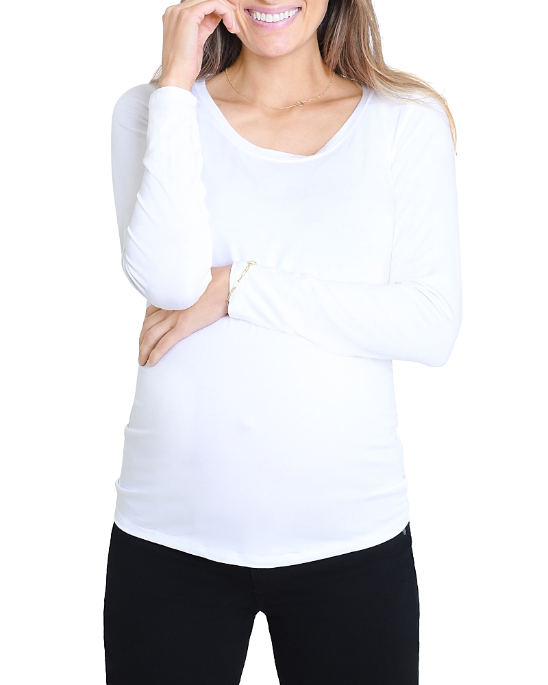 Ingrid & Isabel Maternity Long Sleeve Scoop Neck Tee In White