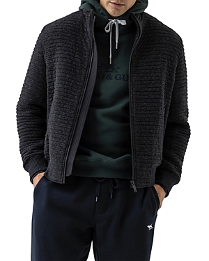 Rodd & Gunn Red Hill Water Resistant Recycled Textured Knit Bomber Jacket In Ashphalt