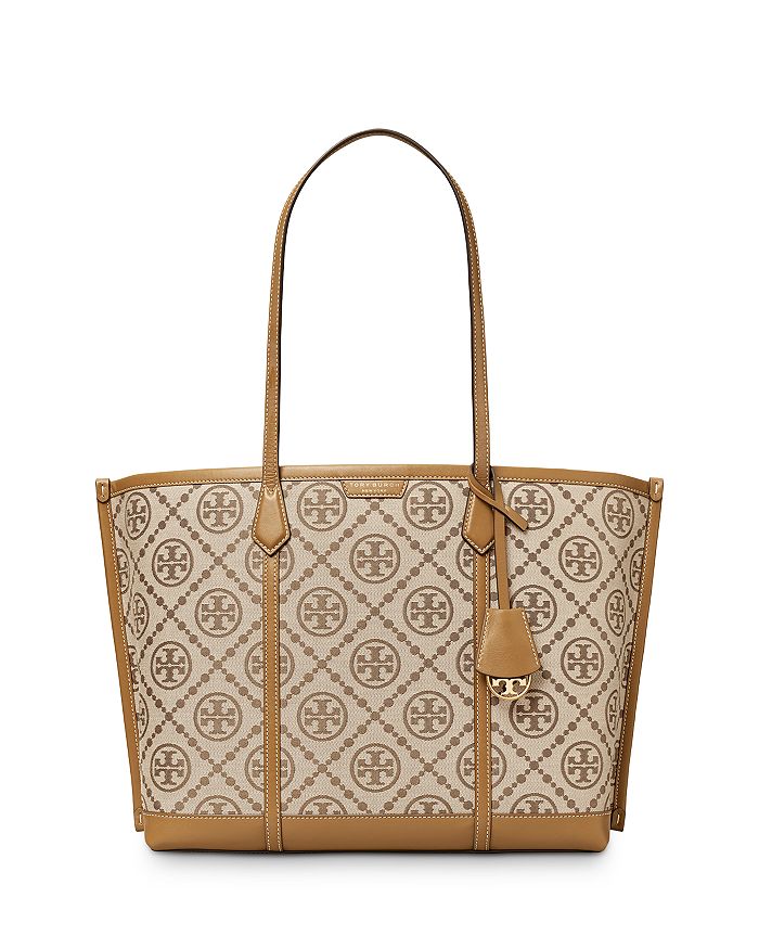 6689 TORY BURCH Perry T Monogram Triple Compartment Tote GOLDFINCH