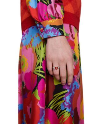 Sterling Silver & Enamel Interlocking G Heart Ring