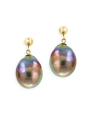 Bloomingdale's Purple Cultured Freshwater Pearl Drop Earrings In 14k Yellow Gold - 100% Exclusive