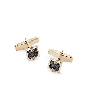 Bloomingdale's Black & White Diamond Cufflinks In 14k Yellow Gold - 100% Exclusive In Black/gold