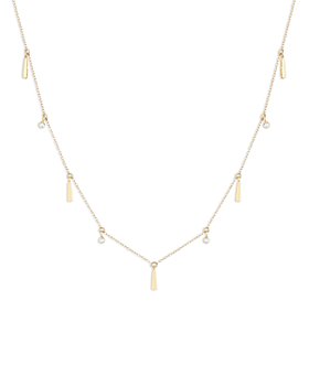 Adina Reyter - 14K Yellow Gold Diamond Bezel Dangle Statement Necklace, 15-16"