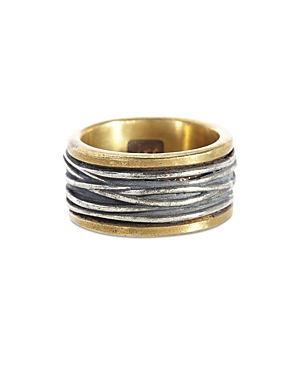 Shop John Varvatos Collection Men's Sterling Silver & Brass Woven Statement Ring In Silver/brass