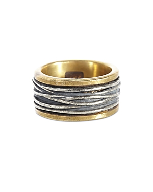 John Varvatos Collection Men's Sterling Silver & Brass Woven Statement Ring